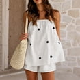 thumbnail image 1 of Womens 2 Piece Outfits Short Sets Strapless Summer Polka Dot Shorts Casual Loose Fit Tank Top Vacation Shorts Matching Sets White L, 1 of 5
