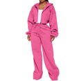 thumbnail image 1 of Womens 2 Piece Outfits Sweatsuit Crop Hooded Pullover Sweatshirt Top Jogger Sweatpants Tracksuits Set, 1 of 9