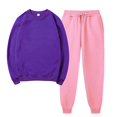 thumbnail image 1 of Womens 2 Piece Outfits Sweatsuit Sets Casual Long Sleeve Pullover Solid Round Neck Purple Fall Fashion Sweatpants S-3XL, 1 of 6