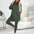 thumbnail image 1 of Womens 2 Piece Outfits Sweatsuits Sets Comfortable Oversized Long Sleeve Mid-Length Hoodie And Leggings Sweatshirt Jogger Sets Green S, 1 of 7