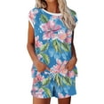 thumbnail image 1 of Womens 2 Piece Outfits Two Piece Summer Outfit Women Short Sets Shorts and Top Set for Women Casual Sets for Women 2 Piece Casual Home Short Sleeved Round Neck Pajama with Pants Home Set, 1 of 5