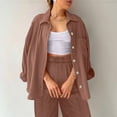 thumbnail image 1 of Womens 2 Piece Outfits Wide Leg Blouse Pockets Elastic Pants Sets Casual V Neck Shirt Trousers Fashion Streetwear Vest Skirt Suit Dressy Pant Suits for A Wedding Petite Formal Jumpsuit for Women Pants, 1 of 4