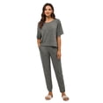 thumbnail image 1 of Womens 2 Piece Pajama Set Soft Short Sleeve Top With Pants Round Neck Casual Sleepwear Pajamas Set S-2xL, 1 of 9