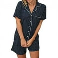 thumbnail image 1 of Womens 2 Piece Pajamas Set Short Sleeve Sleepwear Button-Down Shirt and Shorts Set, 1 of 6