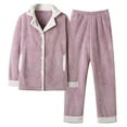 thumbnail image 1 of Womens 2 Piece Plush Lounge Sets Winter Warm Homewear Outfits Fleece Button Up Thermal Shirt and Pant Suits (M, Purple), 1 of 3