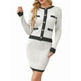 thumbnail image 1 of Womens 2 Piece Preppy Cardigan Skirt Outfits Casual Long Sleeve Button Down Knit Top Bodycon Skirt Set XL, 1 of 8
