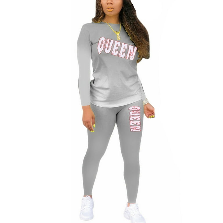 Womens 2 Piece Pullover Sweatpants Sport Tracksuit Jogger Outfit