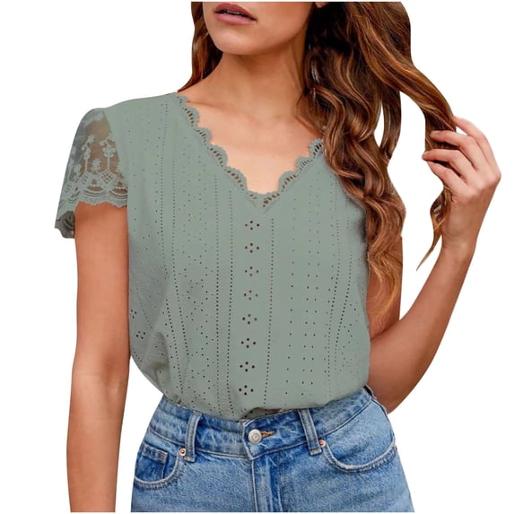 Womens 2 Piece Set 2 Piece Spring Sets for Women Clothing Set Female V-Neck Short Sleeve Tops Pants Sets Cargo Pant Style S_212 Women's Tracksuits Green M