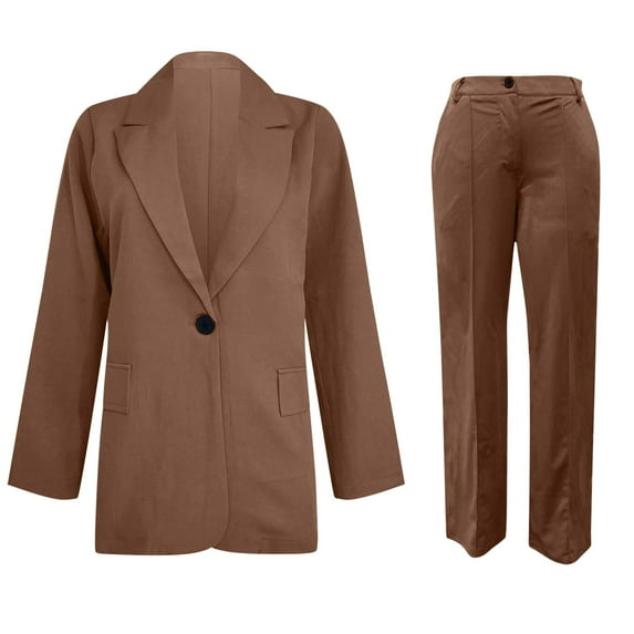 Womens 2 Piece Set Business Casual Outfits Blazer Work Office Jackets and Straight Leg Pants Dressy Suits Casual Lightweight Blazers Jackets Spring Summer Cardigan Work Suit