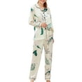 thumbnail image 1 of Womens 2 Piece Silk Satin Pajama Set Long Sleeve Lounge Sets Button Down Shirts and Pants PJs Soft Sleepwear Sets, 1 of 4