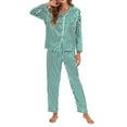 thumbnail image 1 of Womens 2 Piece Silk Satin Pajama Set Long Sleeve Lounge Sets Button Down Shirts and Pants PJs Soft Sleepwear Sets, 1 of 7