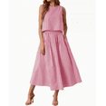 thumbnail image 1 of Womens 2 Piece Skirt Sets Summer Striped Sleeveless Tank Tops Midi Dress Travel Vacation Outfits Matching Sets, 1 of 6