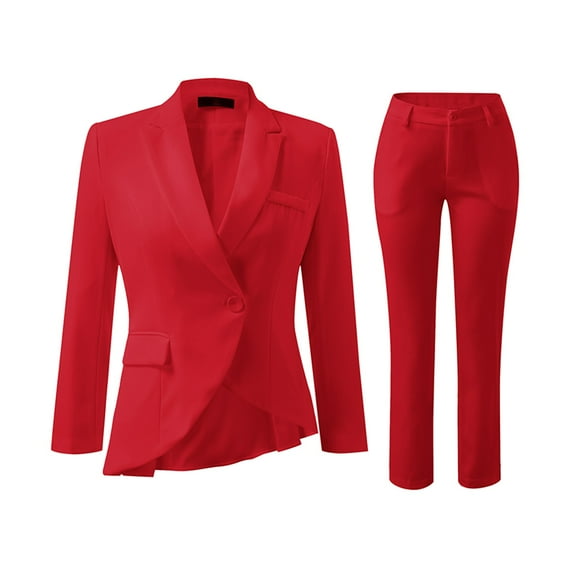 Womens 2 Piece Suit Lady 1 Button Business Work Slim Fit Jacket Pants Set Womens Tuxedo Suit Weavers Pants Women Jumpsuit Dressy Interview Pants Suits for Women Womens Dressy Rompers And Jumpsuits