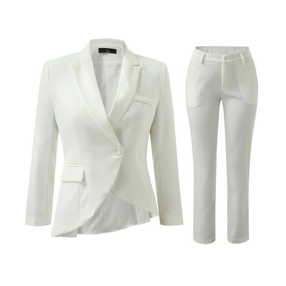 Womens 2 Piece Suit Lady 1 Button Business Work Slim Fit Jacket Pants Set Womens Tuxedo Suit Weavers Pants Women Jumpsuit Dressy Interview Pants Suits for Women Womens Dressy Rompers And Jumpsuits