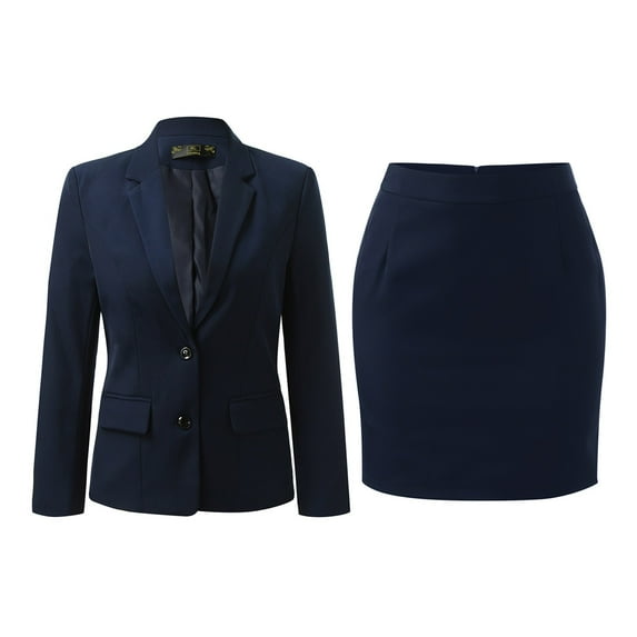 Womens 2 Piece Suit Lady 2 Button Business Work Office Slim Fit Jacket Skirt Suit Set(Size:4XL)