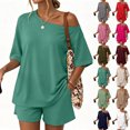 thumbnail image 1 of Womens 2 Piece Summer Shorts Set Lounge Matching Two Piece Oversized Beach Vacation Outfits 2026 Sweatsuits Mint Green XL, 1 of 8