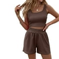 thumbnail image 1 of Womens 2 Piece Sweat Suit Summer Solid Color Sport Tank Top Shorts Two Piece Casual Home Set, 1 of 9