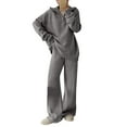 thumbnail image 1 of Womens 2 Piece Sweater Set Knit Pullover Wide Leg Pants Loungewear Matching Sets Fall Fashion Travel Outfits New Travel Sets for Women 2 Piece Plus Size Gray One Size, 1 of 5