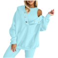 thumbnail image 1 of Womens 2 Piece Sweatsuit Set Oversized Hoodie Tank Top Matching Lounge Outfit Pullover Casual Fall 2025 Light Blue, 1 of 7
