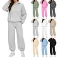 thumbnail image 1 of Womens 2 Piece Sweatsuit Sets Fleece Hoodies Oversized Sweatshirt Baggy Sweatpants Fall Fashion Outfits with Pockets, 1 of 5
