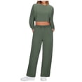 thumbnail image 1 of Womens 2 Piece Sweatsuits Pullover Casual Solid Cropped Sweatshirt Matching Sweatpants Fall Tracksuit with Pockets, 1 of 5