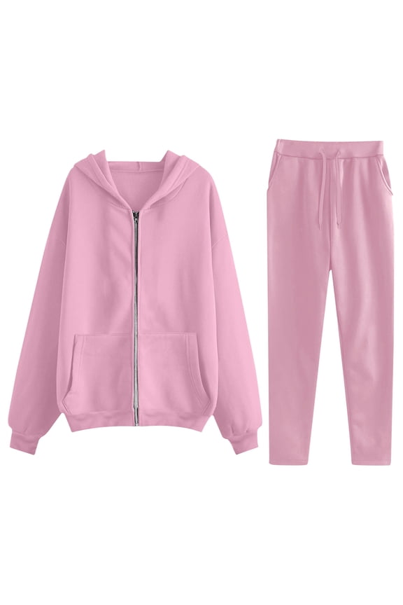 Womens 2 Piece Sweatsuits Set Long Sleeve Zip-Up Track Suits Hoodie Jacket Sweatpants Fall Jogger Sets, XXL