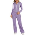 thumbnail image 1 of Womens 2 Piece Sweatsuits Sets Zip Up Hoodie With Jogger Sweatpants Matching Sets Casual Fall Tracksuit Two Piece Outfit Loungewear Purple L, 1 of 4
