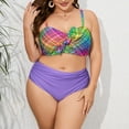 thumbnail image 1 of Womens 2 Piece Swimsuits Set- Plus Size Bikini Gradient Summer Beachwear Ladies Swimwear Bathing Suits Gifts Purple Size 2XL, 1 of 2