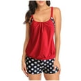 thumbnail image 1 of Womens 2 Piece Swimsuits Set- Plus Size Ladies Swimwear Printed Conservative Summer Beachwear Bikini Bathing Suits Gifts Red Size M, 1 of 2