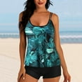 thumbnail image 1 of Womens 2 Piece Swimsuits Set- Summer Beachwear Ladies Swimwear Printed High Waist Conservative Tankini Tops Bathing Suits Gifts Green Size M, 1 of 2