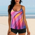 thumbnail image 1 of Womens 2 Piece Swimsuits Set- Summer Beachwear Ladies Swimwear Tankini Tops Printed High Waist Conservative Bathing Suits Gifts Purple Size M, 1 of 1