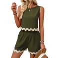 thumbnail image 1 of Womens 2 Piece Vacation Outfits Lounge Sets Casual Cropped Tank Tops Shorts Matching Set Green S, 1 of 6