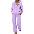 thumbnail image 1 of Womens 2 Piece Zip Up Sweatsuits Fall Oversized Hoodie and Wide Leg Sweatpants Lounge Set Airport Travel Outfits Winter Comfy Matching Tracksuits, 1 of 7