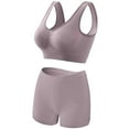 thumbnail image 1 of Womens 2 Pieces Underwear Outfits Breathable Comfy Knitted Seamless Bra with Shorts Legging Plus Size Workout Yoga Bralette Sets, 1 of 3