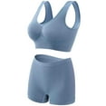 thumbnail image 1 of Womens 2 Pieces Underwear Outfits Breathable Comfy Knitted Seamless Bra with Shorts Legging Plus Size Workout Yoga Bralette Sets, 1 of 3
