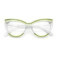 thumbnail image 1 of Womens 2-tone Color Design Horn Rim Cat Eye Clear Lens Fashion Eyeglasses Clear Green Glitter, 1 of 8