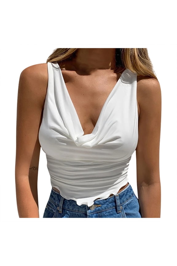 Womens 2022 Trendy Casual Solid Color V Neck Sexy Chest Wrapped Vest Suspender Top Ladies Going Out Plus Size Y2k Tees Fall Winter Boho Floral Tunic Tops Gym Athletic Workout T-shirts women 2022