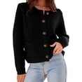 thumbnail image 1 of Womens 2023 Cardigan Sweaters Fall Open Front Button Down Long Sleeve Pockets Casual Chunky Knit Shirt Outerwear, 1 of 7
