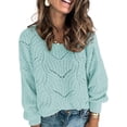 thumbnail image 1 of Womens 2023 Cute Elegant Soft Crewneck Long Sleeve  Cable Knit Pullover Sweaters, 1 of 9