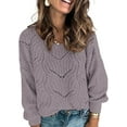 thumbnail image 1 of Womens 2023 Cute Elegant Soft Crewneck Long Sleeve  Cable Knit Pullover Sweaters, 1 of 9