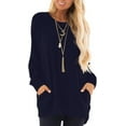 thumbnail image 1 of Womens 2023 Fall Long Sleeve T-Shirts Casual Tunic Tops for Leggings Loose Soft Blouses with Pocket, 1 of 7