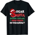 thumbnail image 1 of Womens 2023 Funny Christmas Shirts Kids Adults Santa I Can Explain Short Sleeve T-Shirt White 4X-Large, 1 of 5