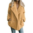 thumbnail image 1 of Womens 2023 Winter Warm Sherpa Coats Fashion Lapel Fleece Jacket Long Sleeve Faux-Fur Coat Fuzzy Button Fall Outwear with Pockets, 1 of 6
