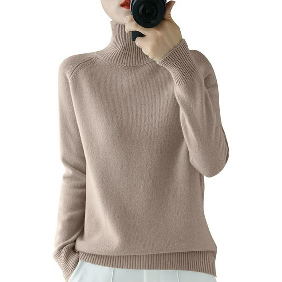 Womens 2024 Fall Winter Long Sleeve Knit Sweater Slim Fit Turtleneck Top Casual Lightweight Cotton Pullover Sweaters