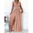 thumbnail image 1 of Womens 2024 Formal Dresses Wrap V-Neck Ruched Sexy Bridesmaid Wedding Guest Maxi Dresses, 1 of 6
