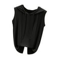 thumbnail image 1 of Womens 2024 Summer Sleeveless Hoodies Casual Solid Soft Modal T-Shirts Loose Fit Pullover Drawstring Tank Tops, 1 of 3
