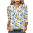 thumbnail image 1 of Womens 2025 Fall 3/4 Sleeve Crew Neck Blouse Fashion Print Casual Loose Fit Shirt Top, 1 of 6