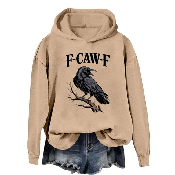 Womens 2025 Fall Hoodies Long Sleeve Hooded Sweatshirts Graphic Printed Casual Crew Neck Loose Pullover Top Y2K Clothes