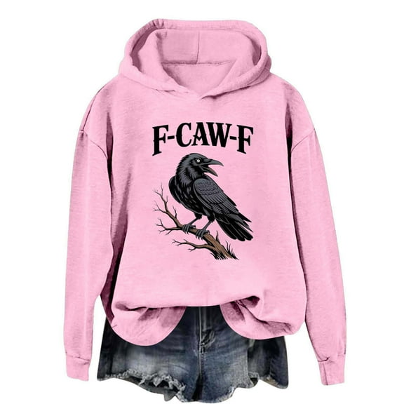 Womens 2025 Fall Hoodies Long Sleeve Hooded Sweatshirts Graphic Printed Casual Crew Neck Loose Pullover Top Y2K Clothes