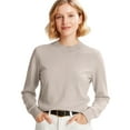 thumbnail image 1 of Womens 2025 Fall Sweaters Long Sleeve Tops Classic Crew Neck Pullover Sweaters Loose Dressy Casual Basic Clothes Khaki M, 1 of 5